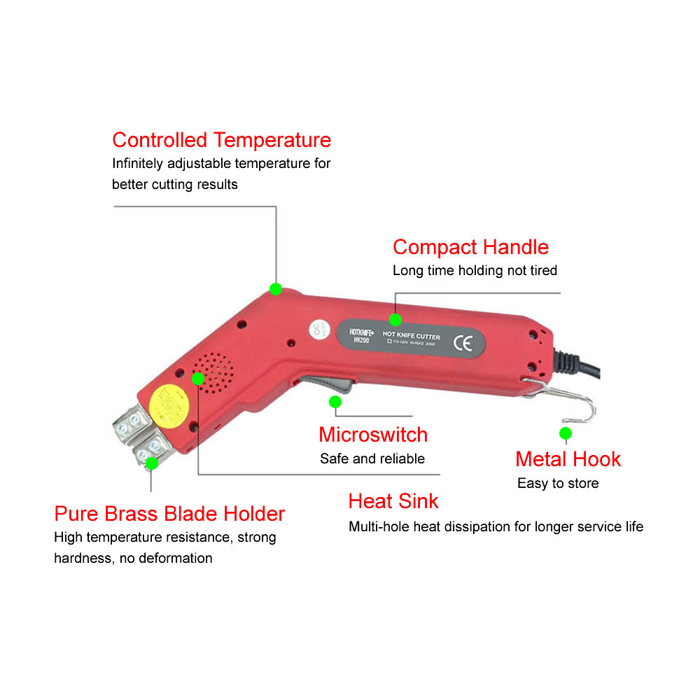 150W Heavy Duty Electric Hand Held Hot Heating Knife Cutter Tool with 100mm Blade for Foam and Sponge Cutting